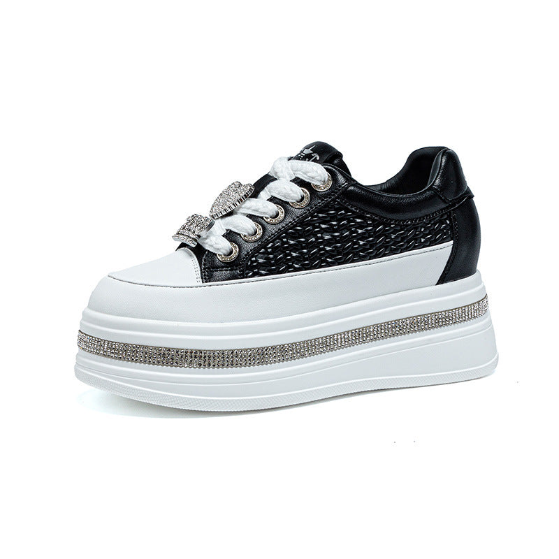 Thick Bottom Beads Background Rhinestone Heightened Easy Women's Casual Shoes