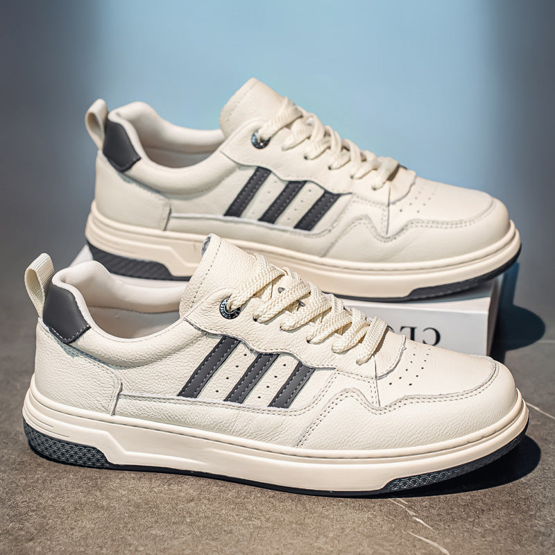 Men's Layer Cowhide Spring Breathable Foam Platform Fashion Men's Board Shoes