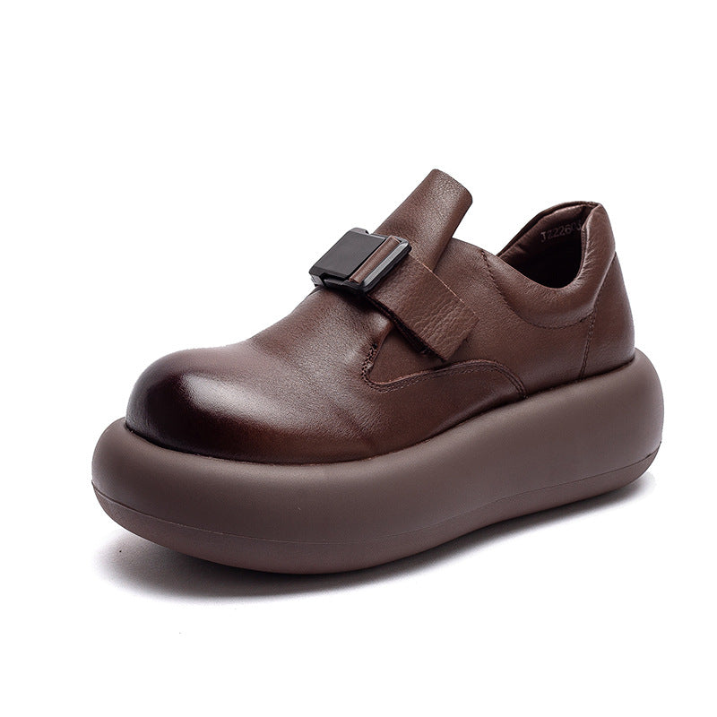 Women's Platform First Layer Cowhide Pumps Fashion Comfortable Women's Casual Shoes