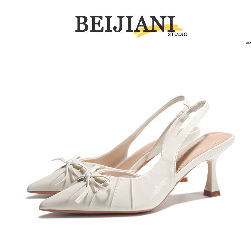 Women's Bowknot Closed Toe Back Strap Stiletto Women's Fashion Shoes