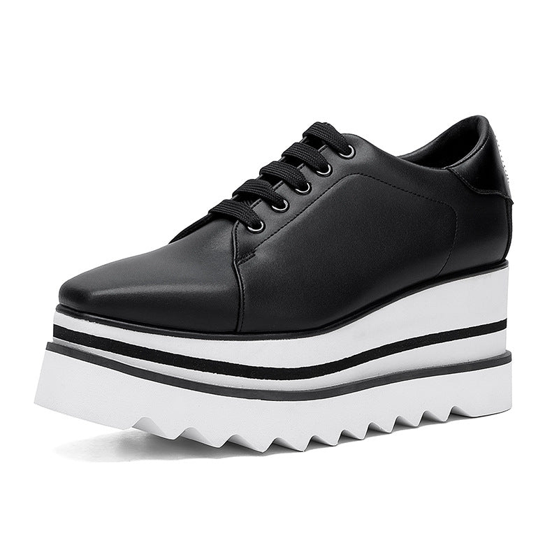 Women's Square Toe Wedge Platform Striped Bottom Women's Casual Shoes