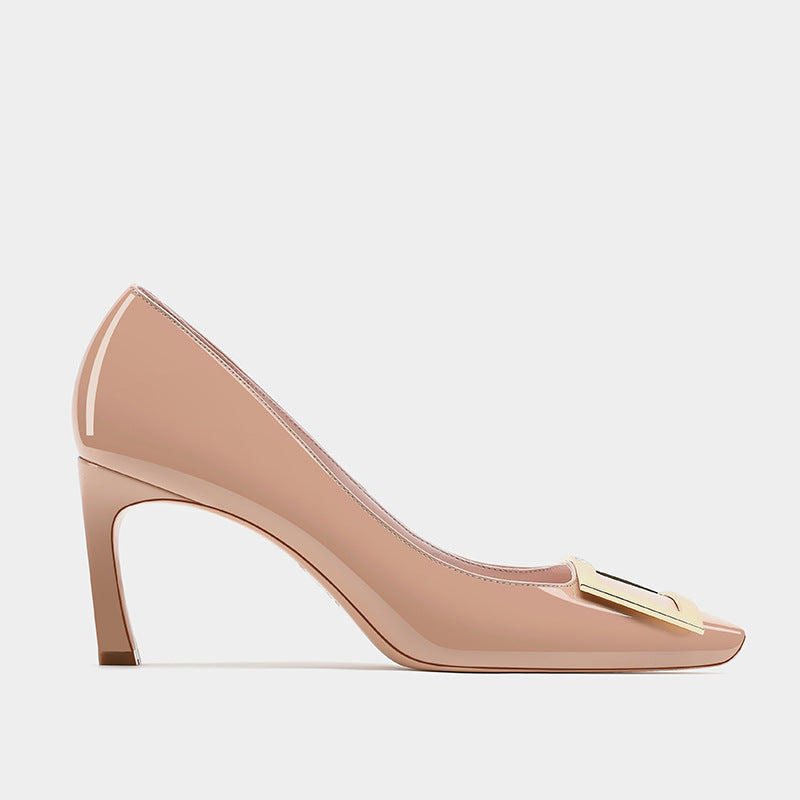 Square Buckle High Female Toe Business Temperament Stiletto Shallow Women's Casual Shoes