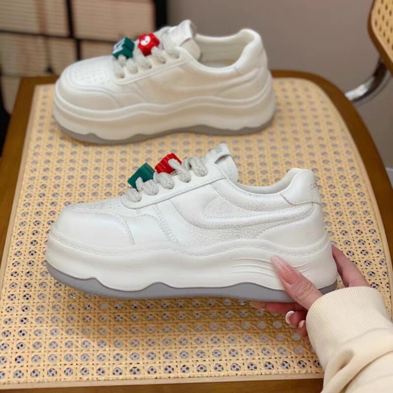 Women's Breathable Platform Thick-soled White College Style Women's Casual Shoes