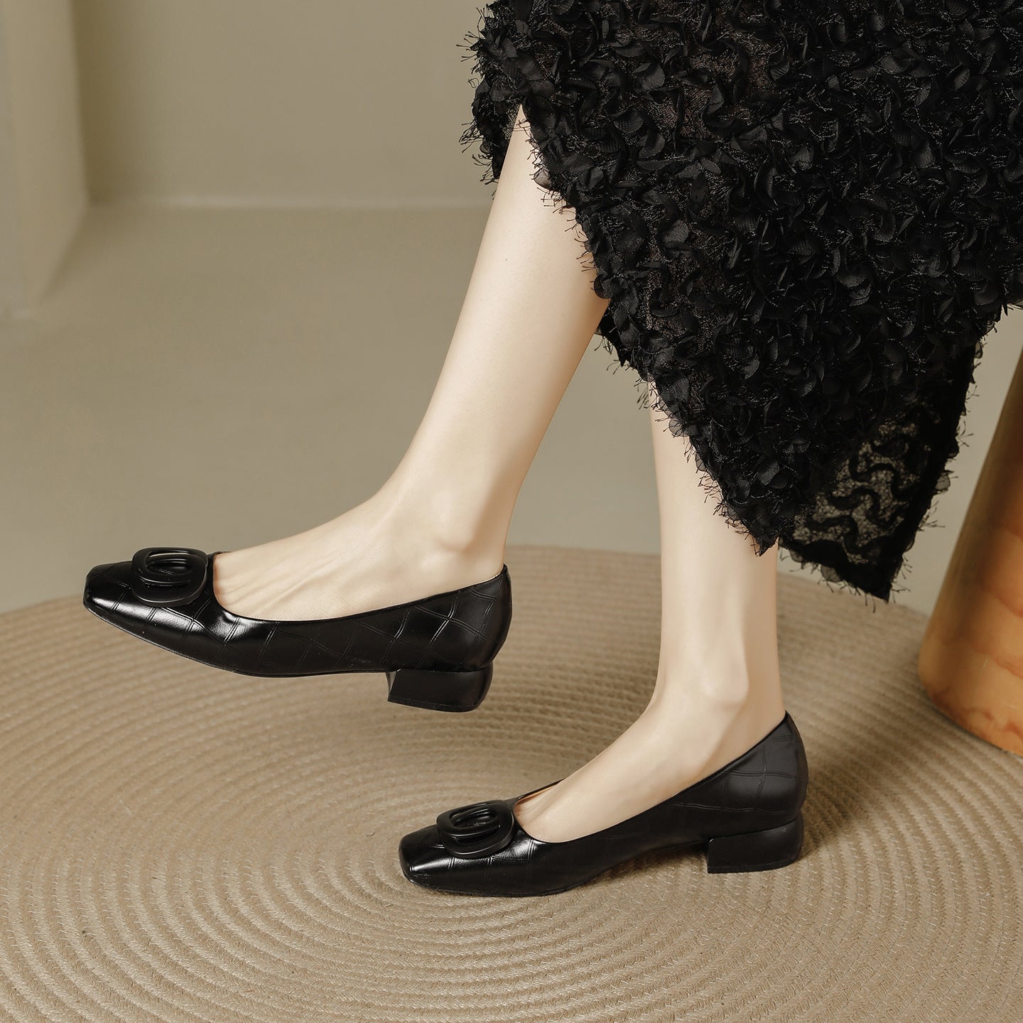 Women's Toe Low-cut Chunky Soft Not Tired Heels