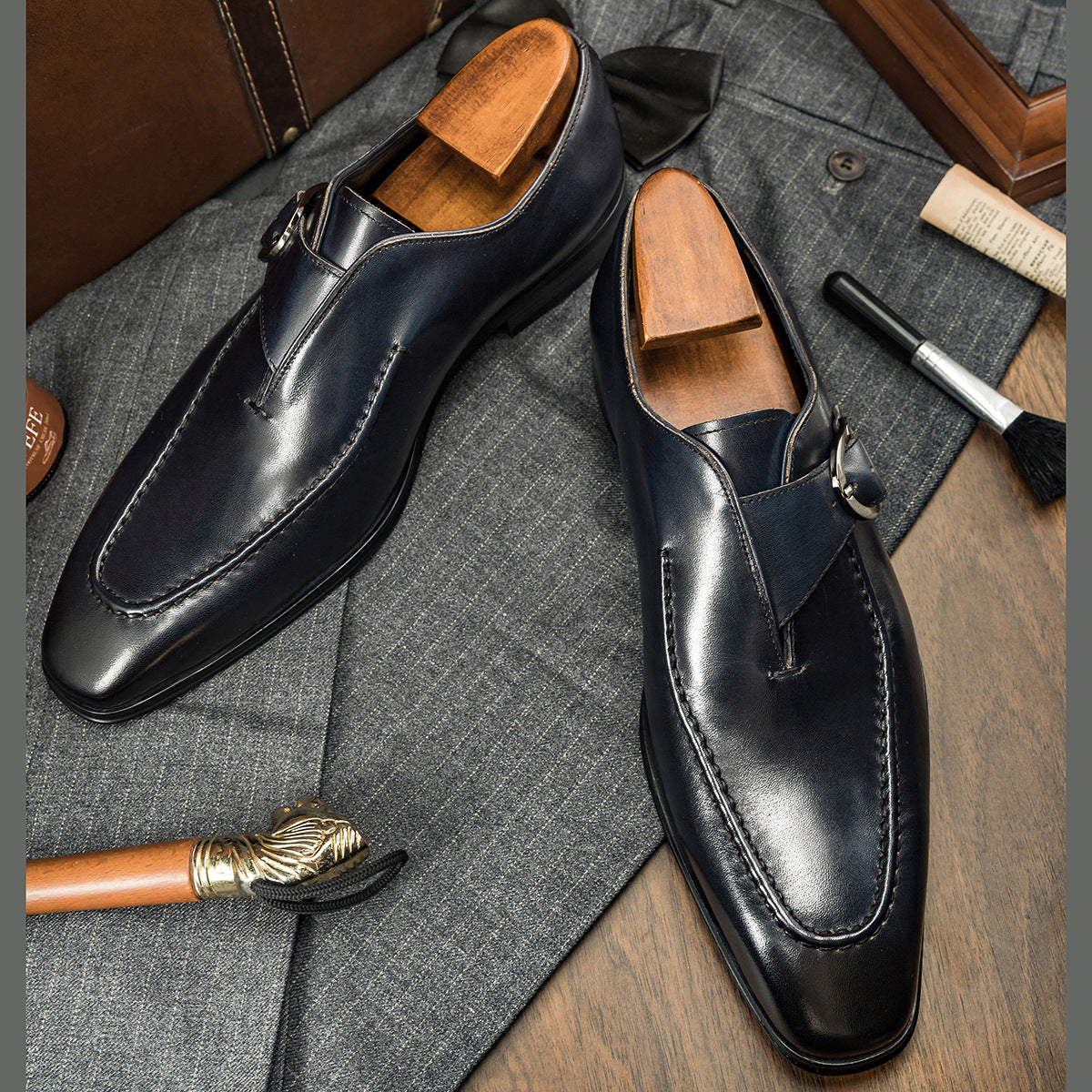Men's Cowhide Formal Wear Retro British Men's Business Leather Shoes