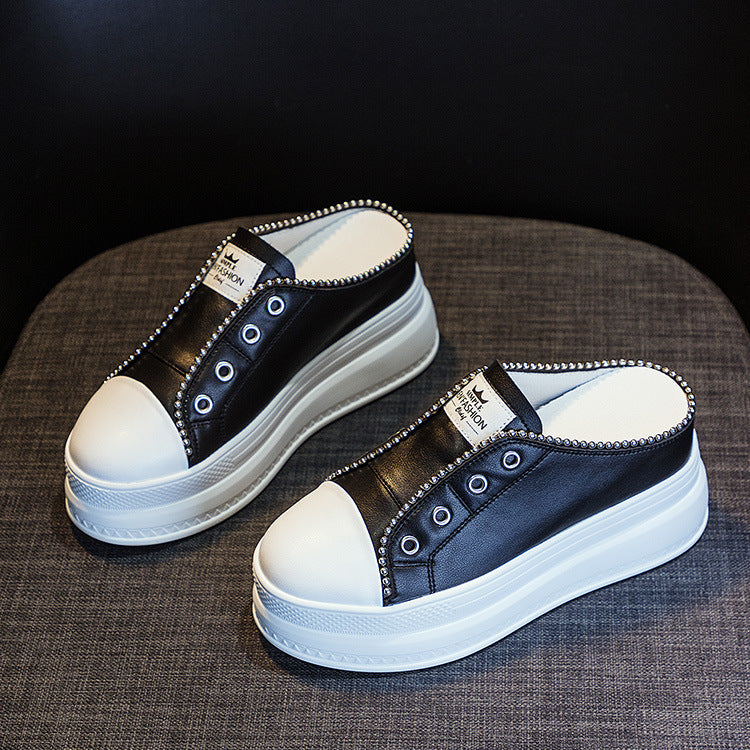 Women's & Men's Half Platform Muffin Slip-on Afternoon Men's Shoes