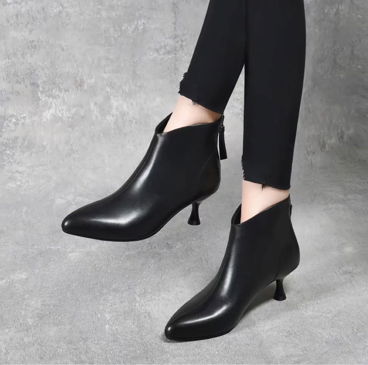 Women's Low Pointed Toe Mid Soft Fleece-lined Boots