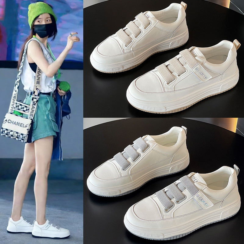 Women's Breathable One Pedal White Spring Genuine Sneakers