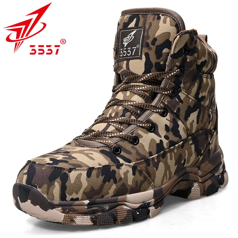 Men's Thickened Outdoor Camouflage Wool Short Snow Boots