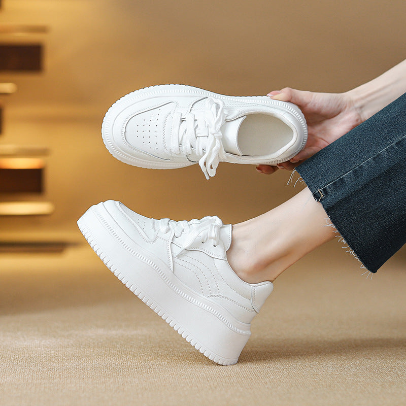 Height Increasing Insole Platform White Female Summer Pearl Breathable Women's Casual Shoes