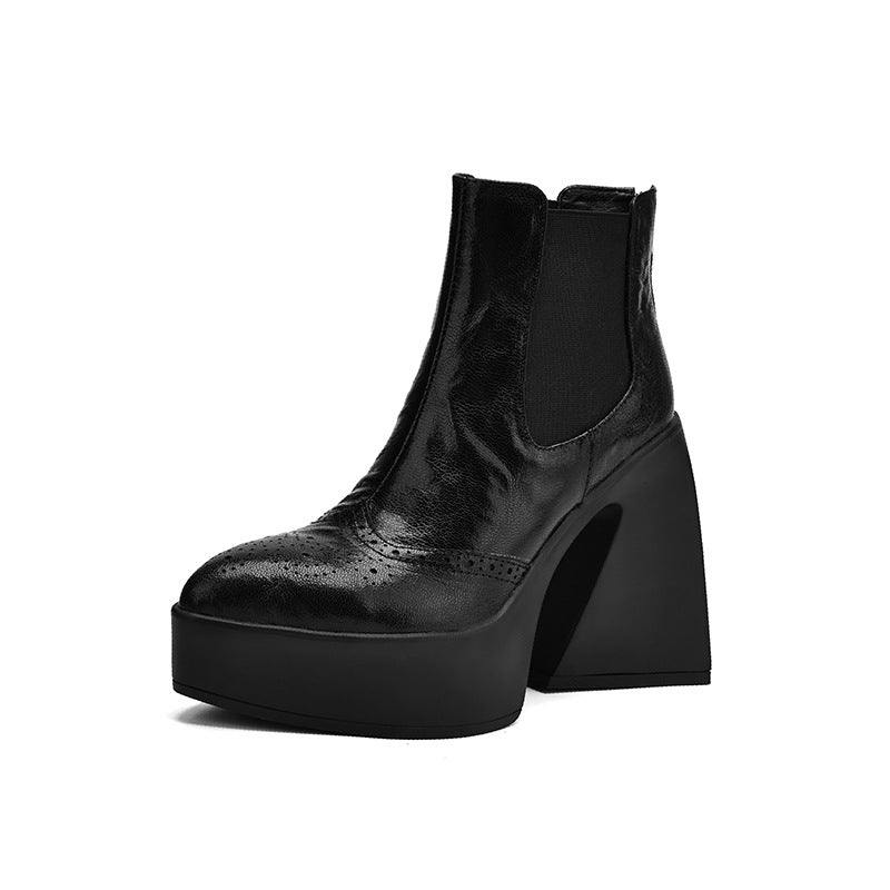 Women's Retro Chunky Martin Small Waterproof Platform Ankle Women's Shoes