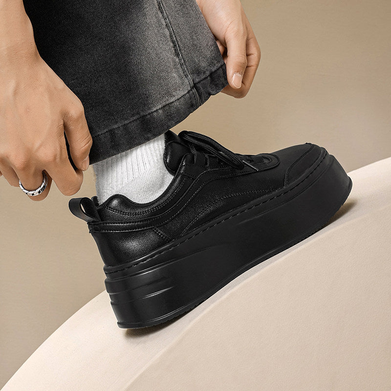 Men's Black Platform White Height Increasing Insole Sneakers