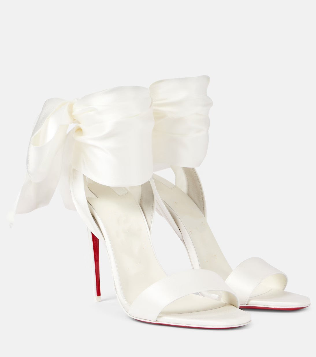 Round Toe Satin Bow Ankle Strap Large High Heeled Sandals