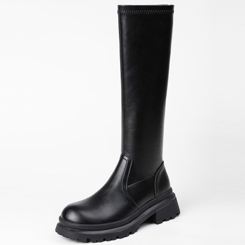 Women's Fleece-lined Tall Knight Small Height Increasing Insole Below Women's Leather Boots