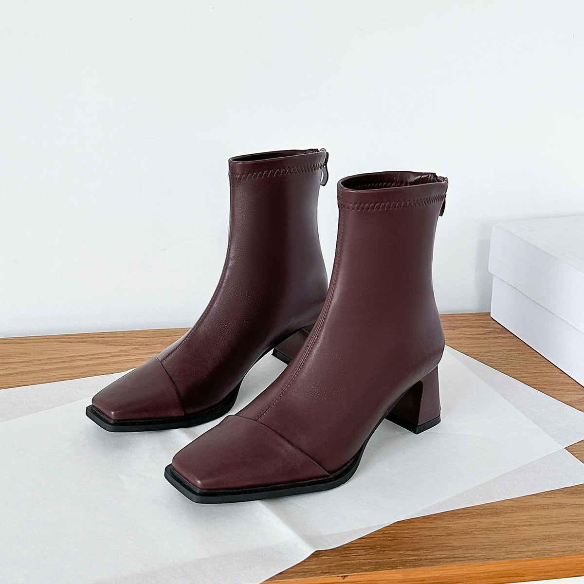 Women's Chunky Short High Martin Thin Single Boots