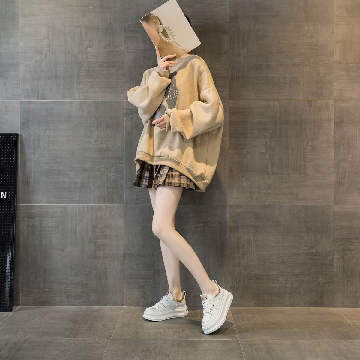 Women's White Platform Autumn Height Increasing Small Sneakers