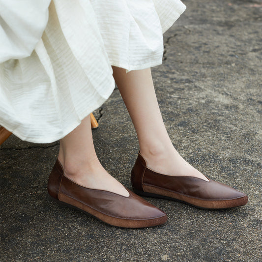 Women's Spring Handmade Retro Low-cut Temperament Slimming Women's Casual Shoes