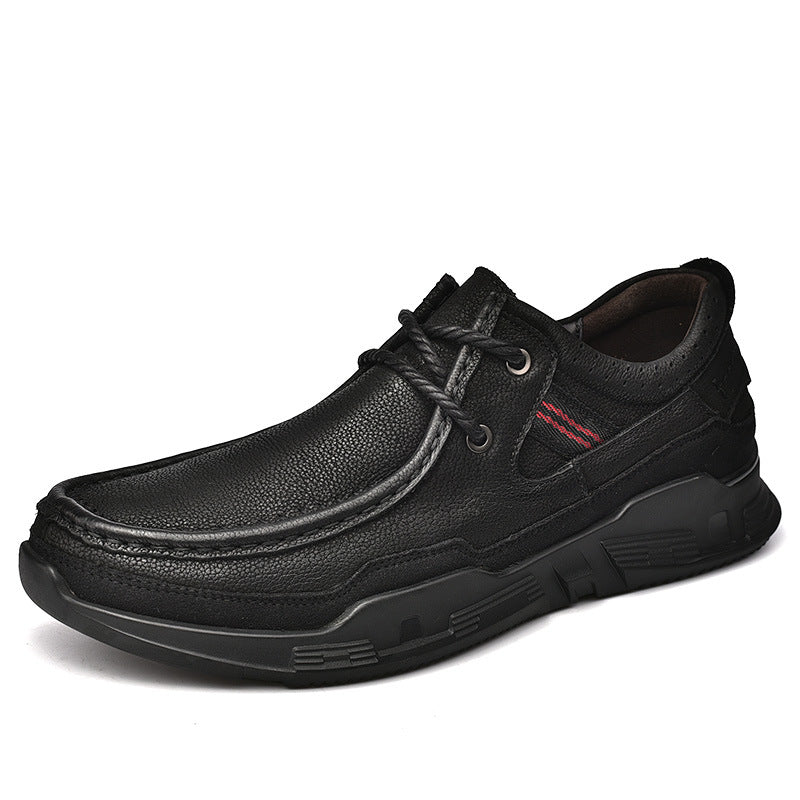 Men's Wide Feet Slip-on Top Layer Cowhide Leather Shoes
