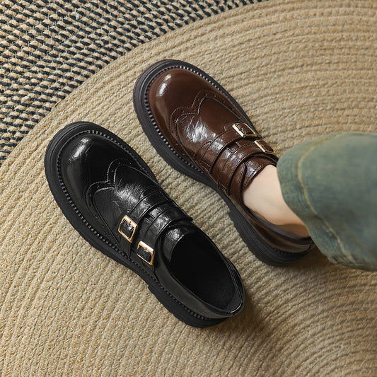 Women's Size Belt Buckle Platform Round Toe Women's Fashion Shoes