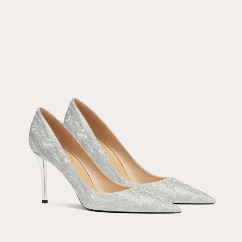 Women's Sheepskin Crystal Wedding Dress Two-way Wear Bridal High Women's Fashion Shoes