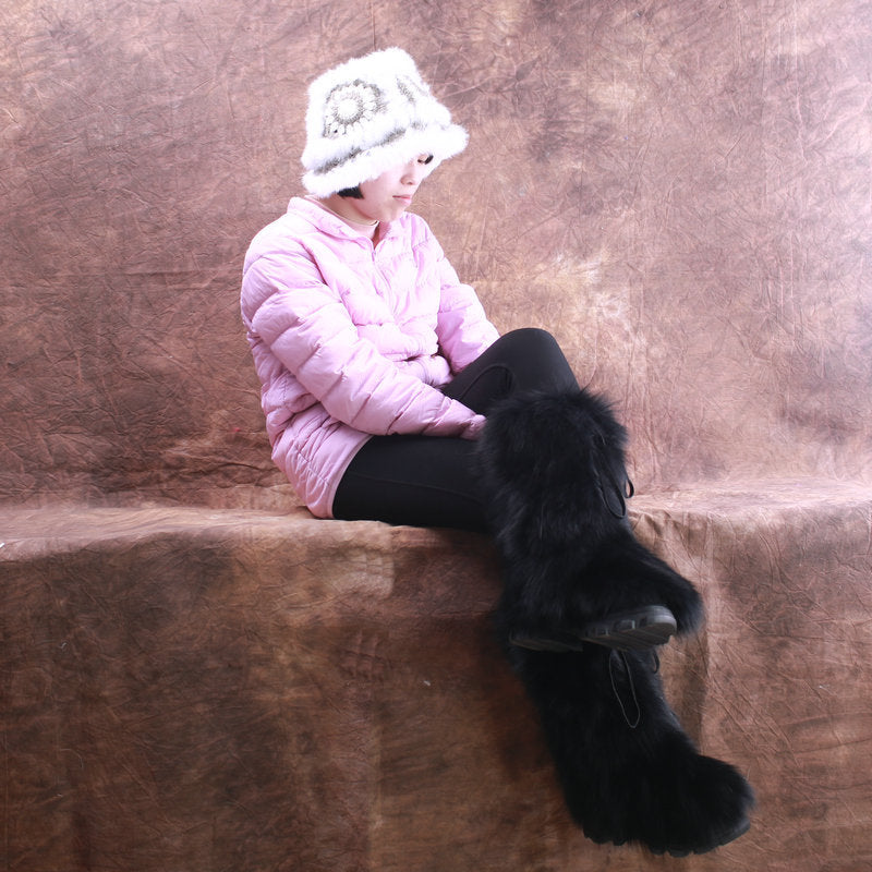 Women's Winter Outdoor Fox Fur Raccoon Snow Boots