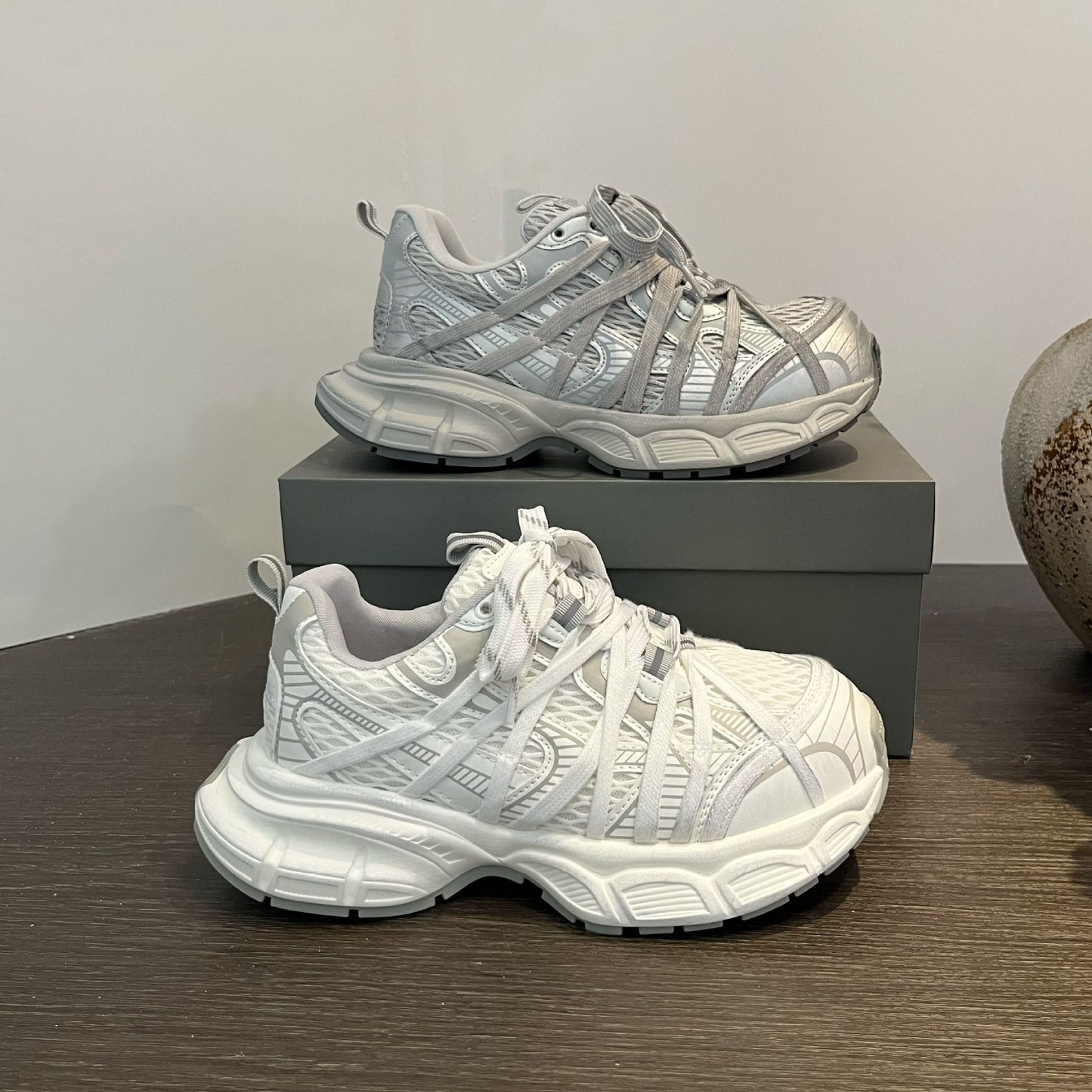 Women's Spring Spider Web Platform Dad Mesh Elevator Women's Casual Shoes