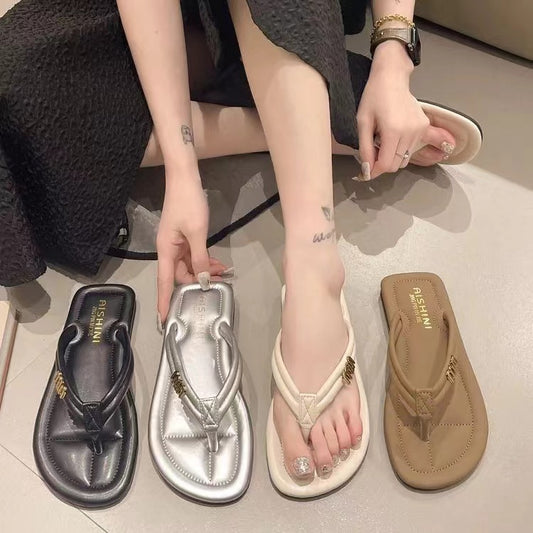 Women's Fashion Summer Outer Wear Flip-flops Flat Slippers