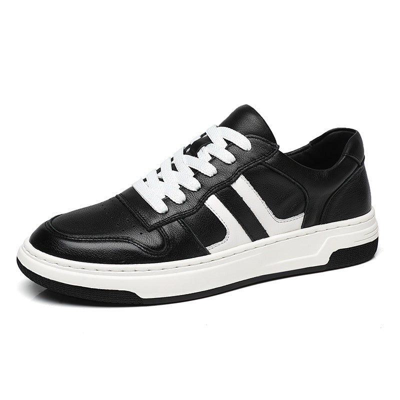 Men's First Layer Cowhide Breathable Black Trend Men's Board Shoes