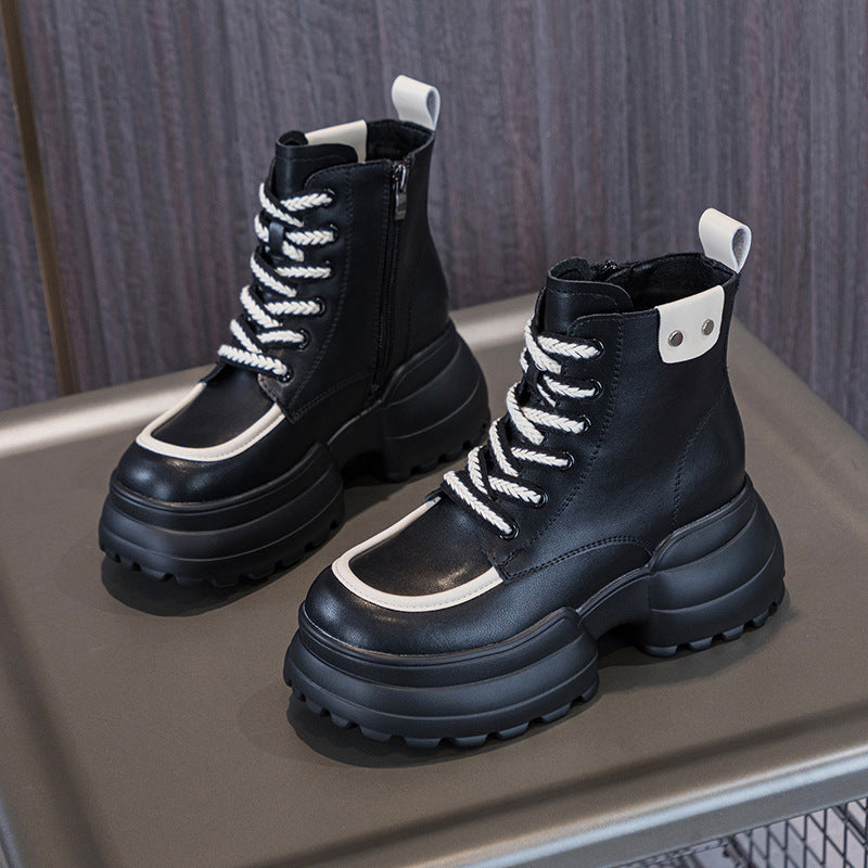 Women's Hight Increasing Martin Small British Style Women's Leather Boots