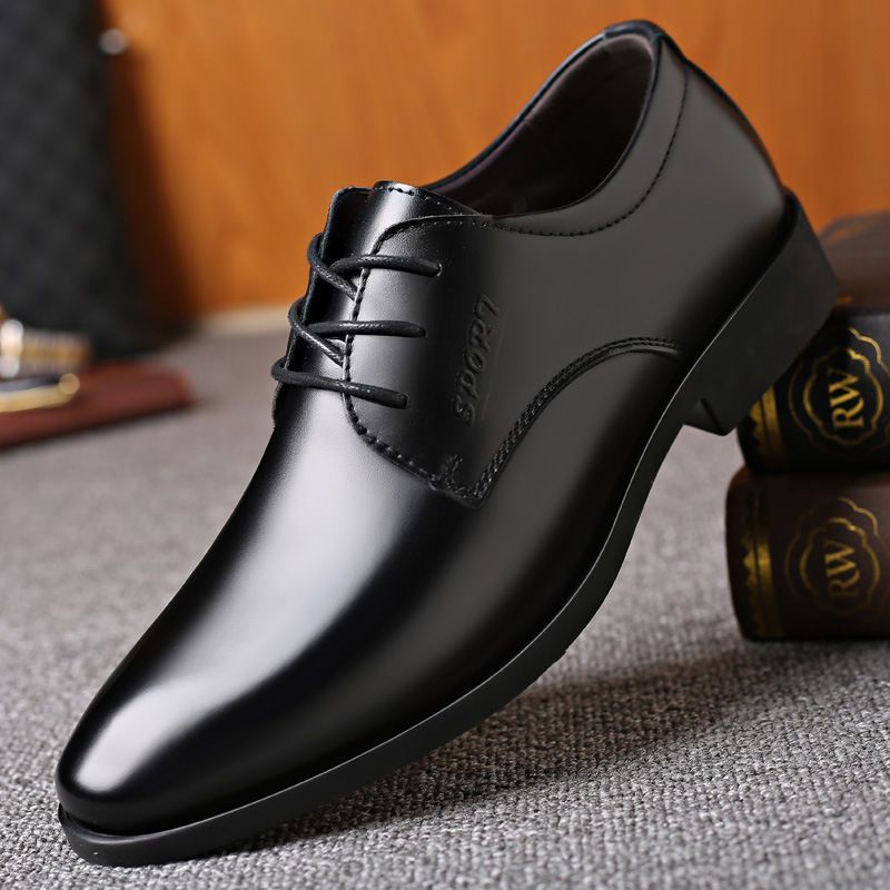 Men's Formal Breathable Lace British Wedding Men's Business Leather Shoes