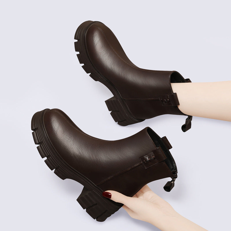 Women's Small Martin French Style Ankle Thick Boots