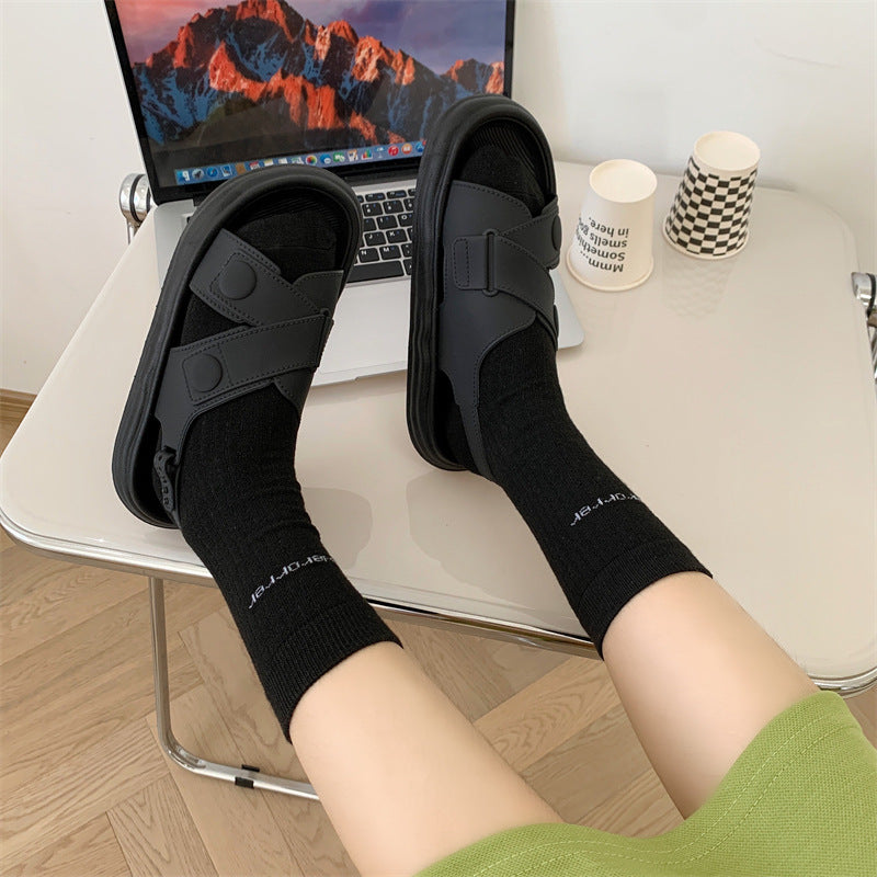 Women's Korean Simple Solid Color Buckle Summer Sandals