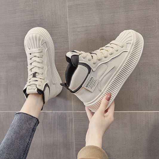 Women's High Top White Korean Style Thick Sneakers