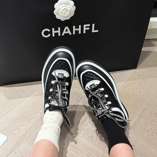 Women's Classic Style Panda Platform Rhombus White Women's Board Shoes