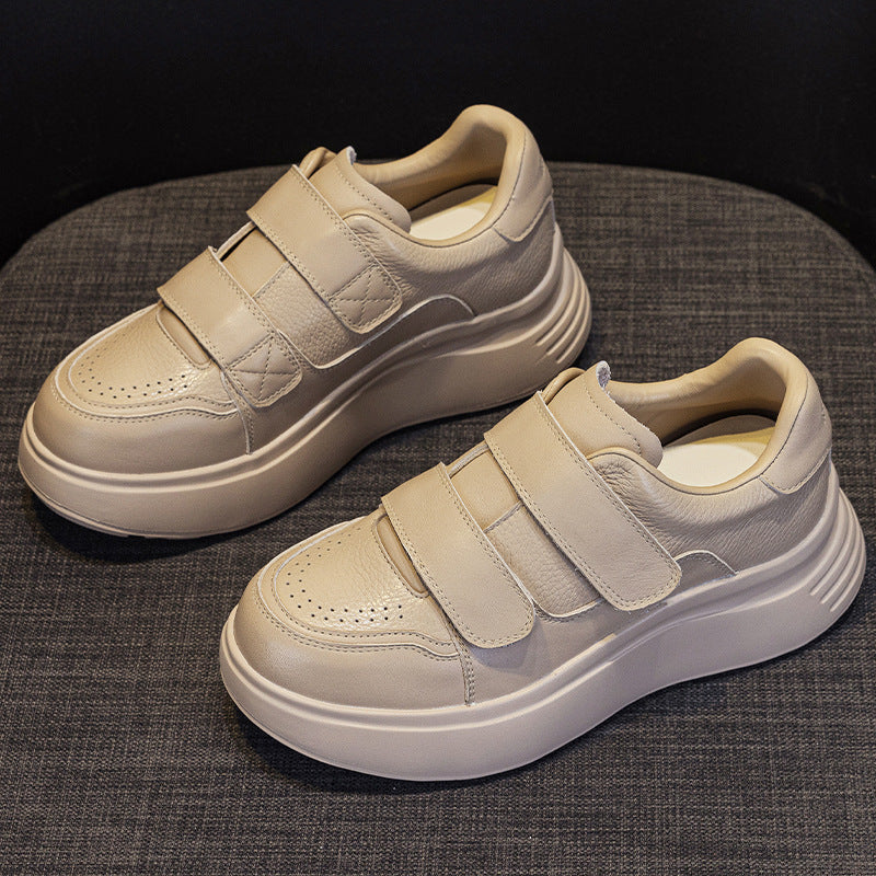 Women's Genuine Retro White Platform Hight Increasing Women's Casual Shoes