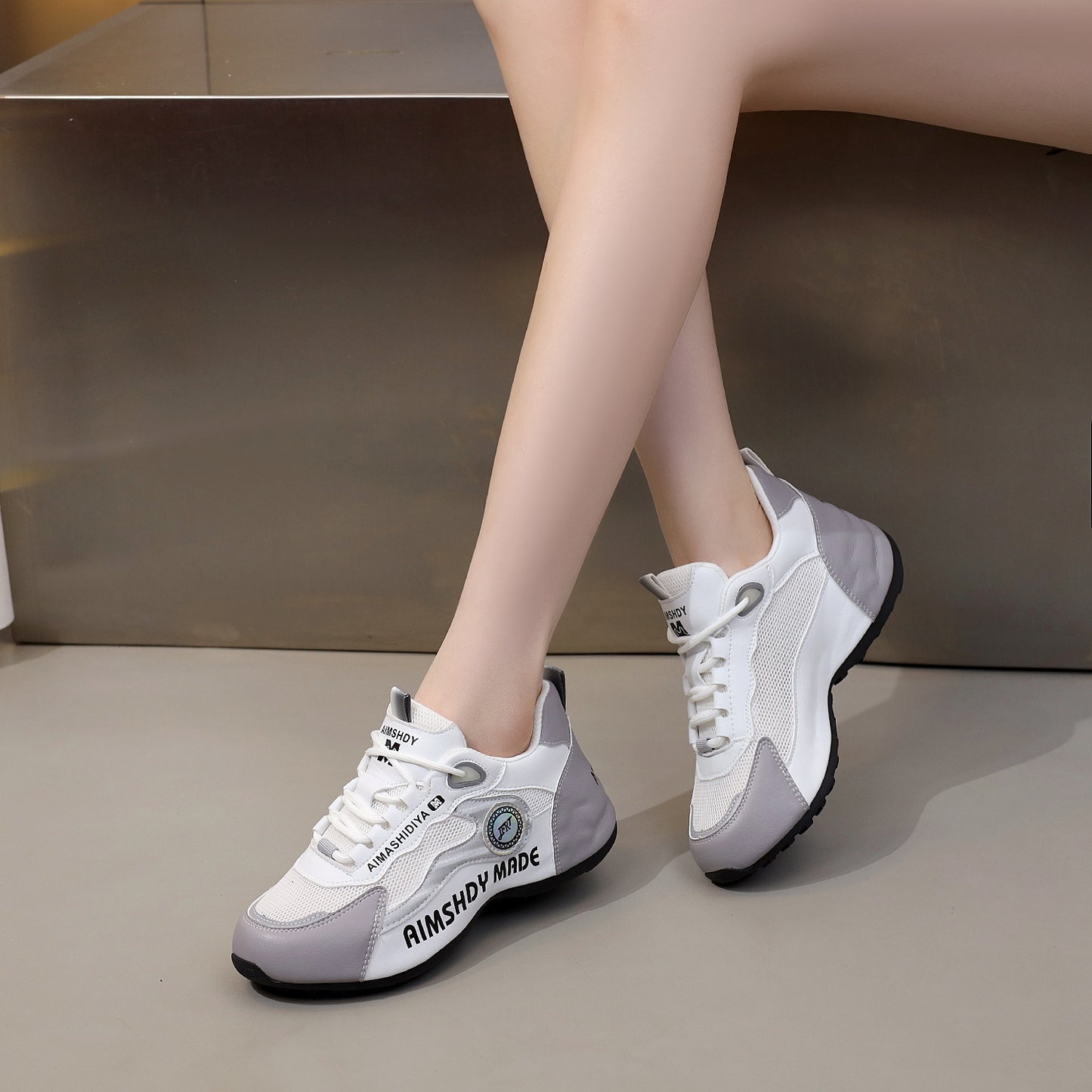 Women's & Men's Giant Hibiscus Mesh Couple Pippen Dad Sneakers