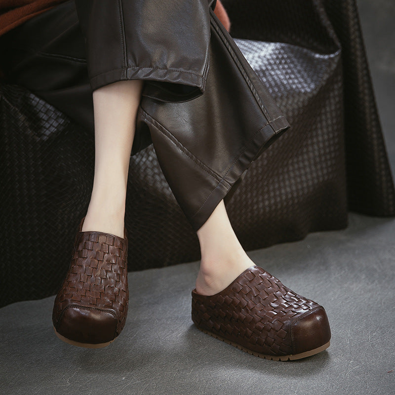 Women's Hand-woven Toe Box For Outdoors Platform Slippers