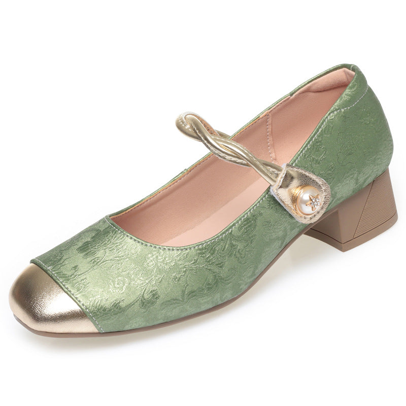 Women's Genuine Pumps Chinese Style Mary Jane Men's Shoes