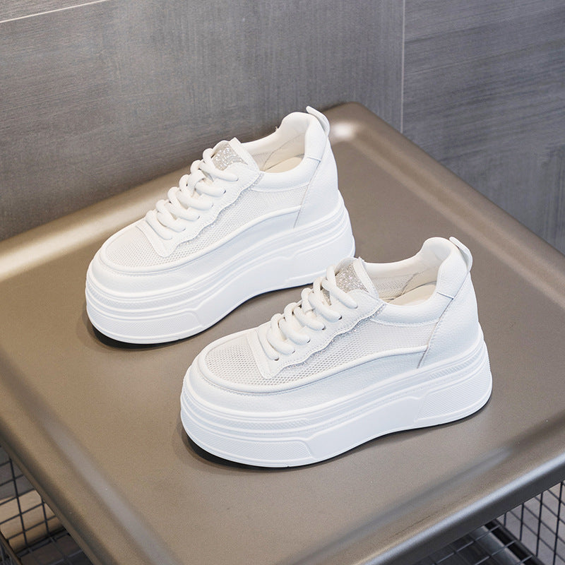 Women's Wedge White Muffin Platform Height Increasing Insole Small Pumps Women's Casual Shoes