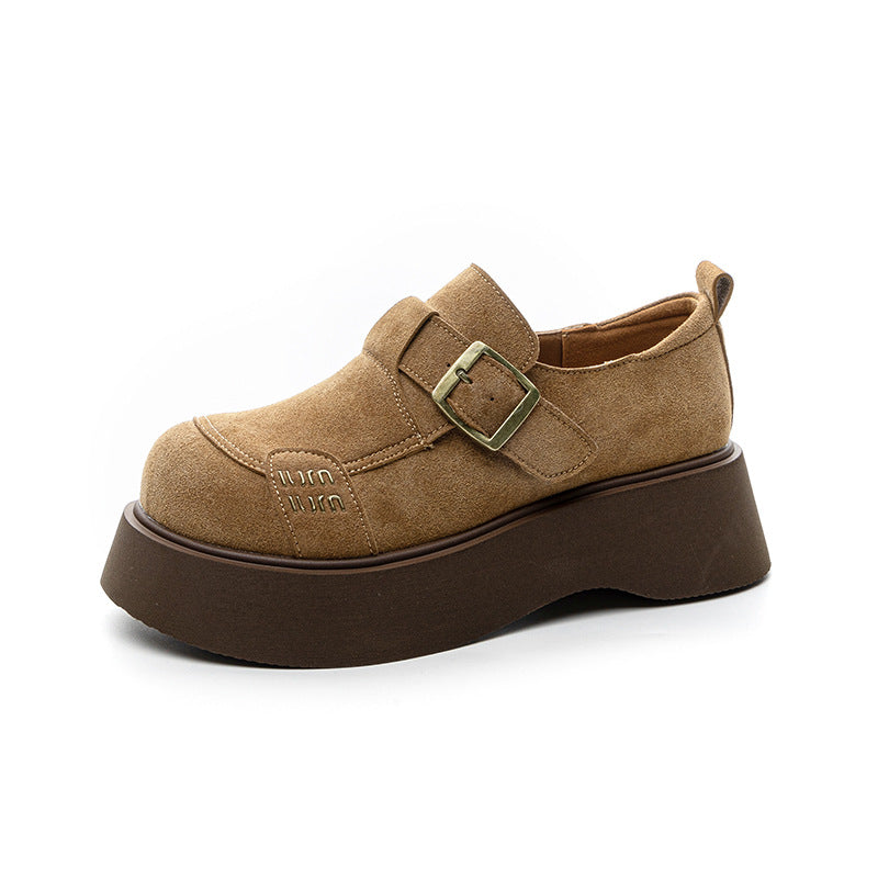 Women's Korean Thick Bottom Increased Big Head Slip-on Small Women's Casual Shoes