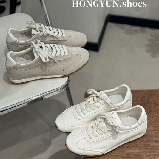 Red Rhyme Cow Suede Stitching Sports German Training Retro Easy Women's Casual Shoes