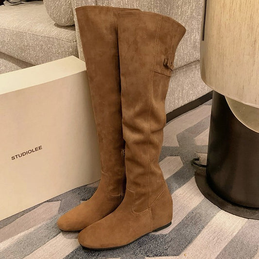 Women's Height Increasing Insole Pointed Round Head Boots