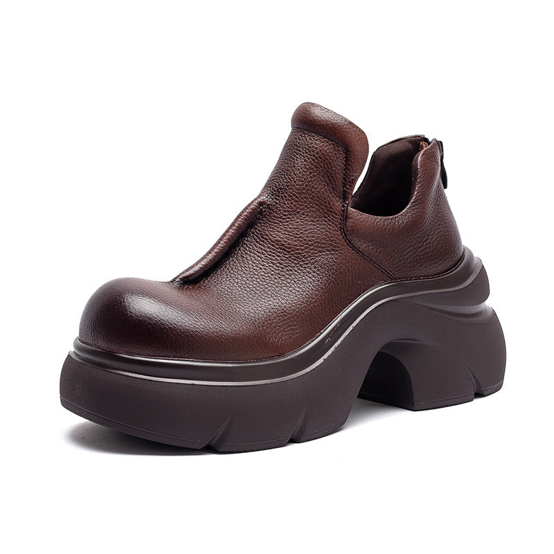 Women's Shu Retro Back Zipper Booties Commuting Comfortable Women's Leather Boots
