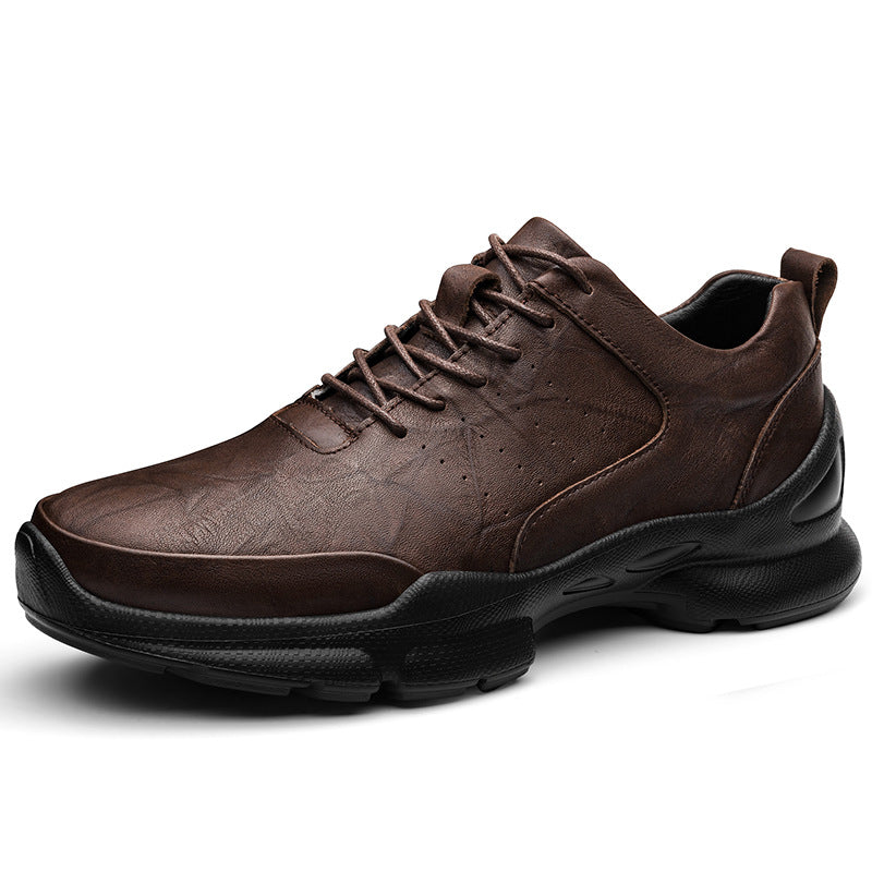 Men's Increasing Sports Summer Hollow Breathable Full Grain Cowhide Men's Shoes