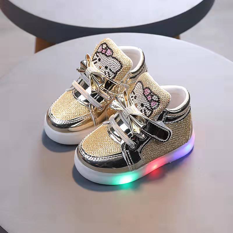 Children's Princess For Rhinestone Breathable Light Up Kid's Sneakers