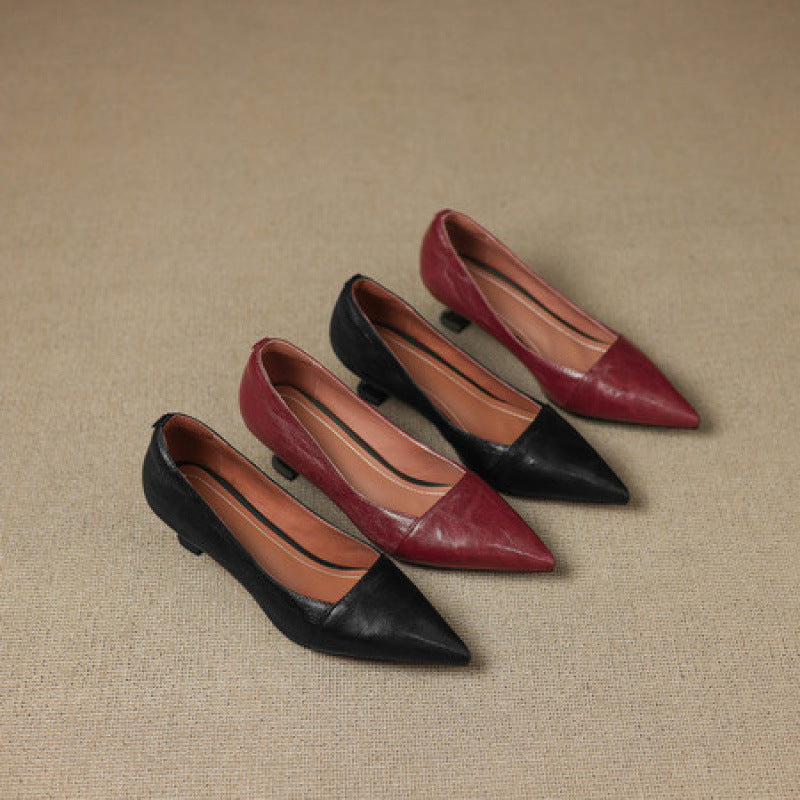 Kitten Authentic Sheepskin Pumps Female Skinny Shallow Heels
