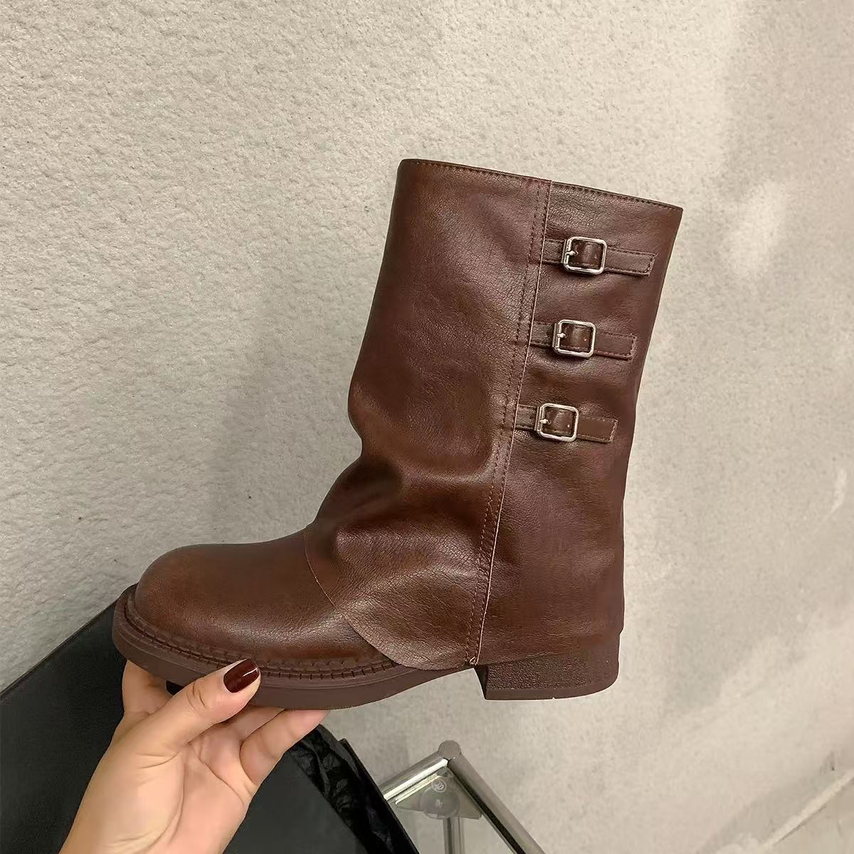 Women's Version Platform Martin Retro Western Cowboy Women's Leather Boots