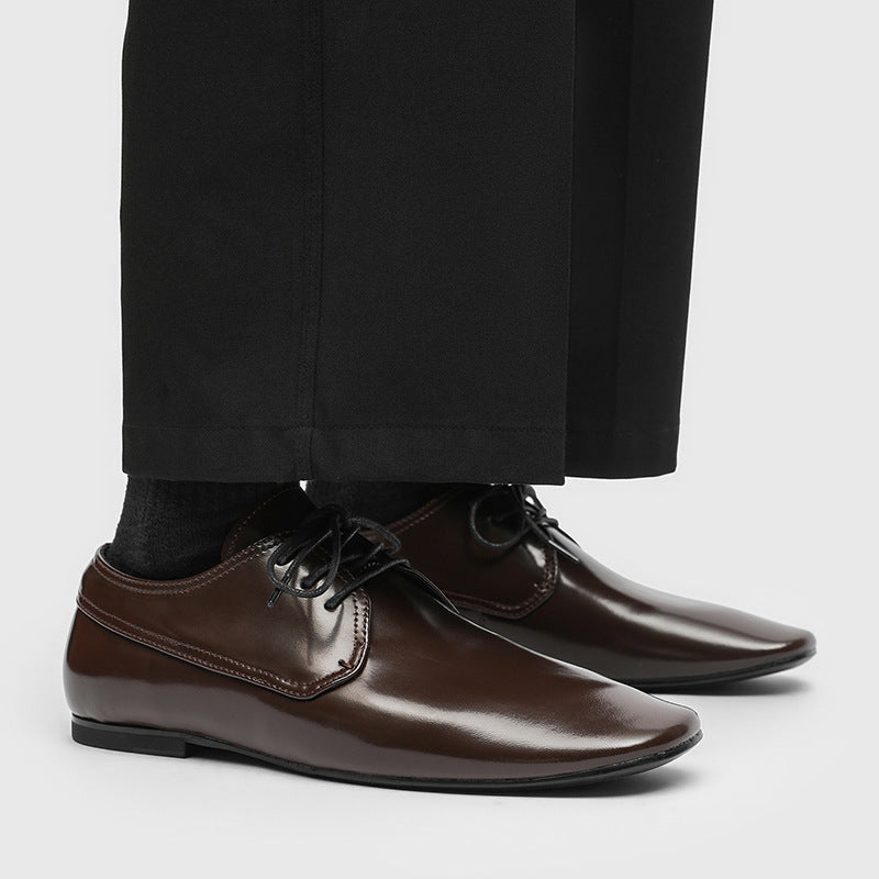 Men's Square Toe Business Black Formal Fashion Men's Casual Leather Shoes