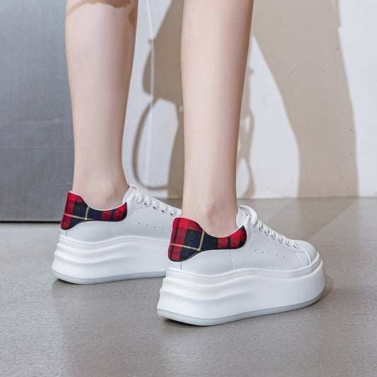 Women's Thick Bottom Small Height Increased Cowhide Easy Wear Spring High-grade Women's Casual Shoes