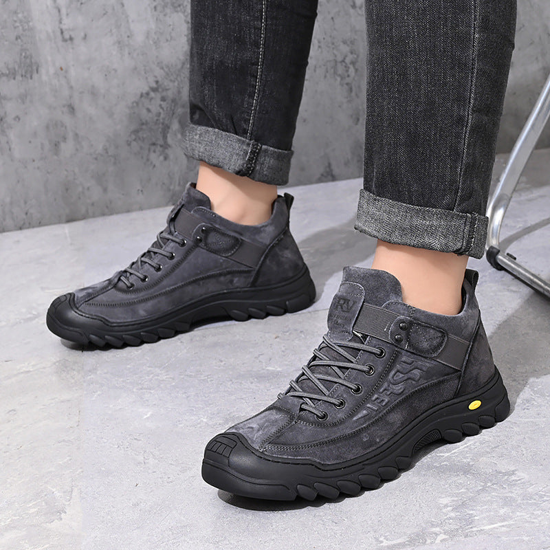 Men's Outdoor Fur Integrated Dad Cotton Thick-soled Snow Boots